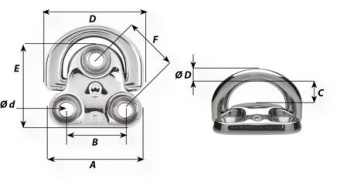 Wichard 6606 - Folding Pad Eye Stainless Steel 10 mm