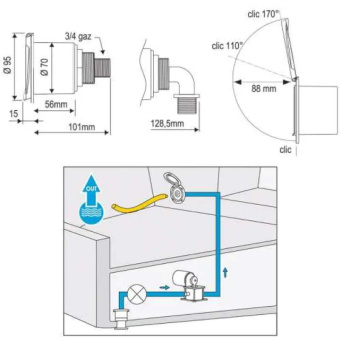 Nuova Rade 47818 - Case w/Sea Water Outlet, w/Lid, Straight Connection Chrome