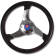 Allpa 3-Spoke Wheel 'Elica' Stainless Steel With Black Polyurethane Rim, Ø350mm, Depth 95mm