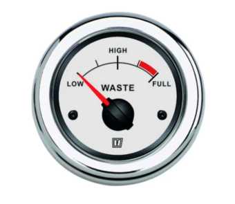 Vetus WASTW - Waste Water Level Gauge, White, 12/24V, Cut-out Size Ø 52 mm (excl. Sensor)