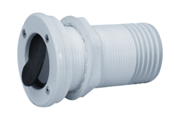 Allpa Plastic Skin Fitting (With Anti-Reflux Flap), Ø55mm Thread, Tulle 50mm, L=60mm, Flange Size=75mm