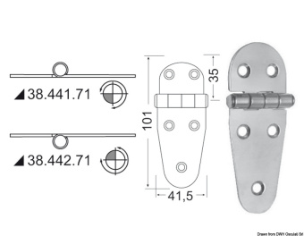 Osculati 38.442.71 - Hinge Reversed Pin 107x39 mm