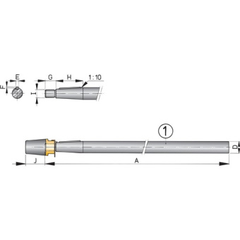 Vetus SA50/2000 - Stainless Steel Shaft with Cap Nut L=2000mm, Ø50mm