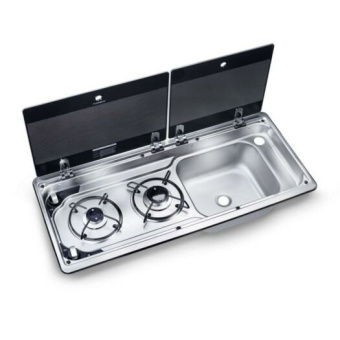 Dometic MO 9722R Two-burner Hob And Sink Combination With Glass Lid, 760 X 325 mm