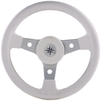 Allpa 3-Spoke Wheel 'Delfino' Silver Aluminum With White Vinyl Rim, Ø340mm, Depth 95mm