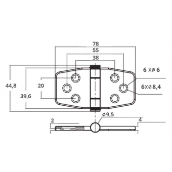 Marine Town Hinges With Integrated Cover 39.6X78 mm