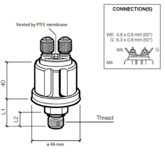 VDO 360-081-030-122C - Pressure Sender 10Bar (E/Ret) W/C0.75 M18x1.5