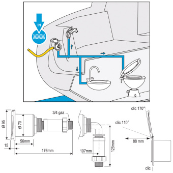 Nuova Rade 47814 - Cases with Fresh Water Inlet, with Lid, Straight Connection Chrome