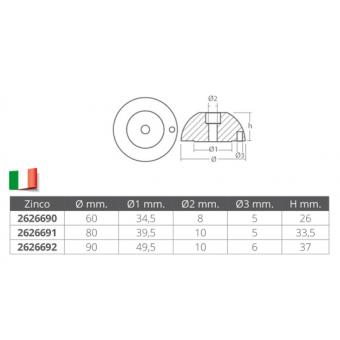 Tecnoseal Zinc J-Prop Bow Thruster Ogive Ø 80 mm