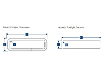 Lewmar 39130090 - Size 30 Atlantic Portlight 200 x 400 mm