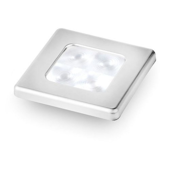 Hella Marine 2XT 980 580-571 - White LED Square Courtesy Lamp, 12V DC, Chrome Plated Rim