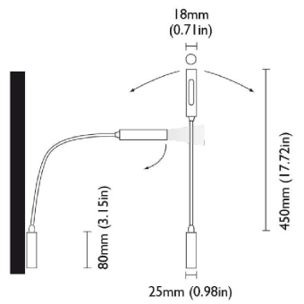 BCM Stilo Side Satin Nickel Reading Lamp 3W 10-30V 3000K