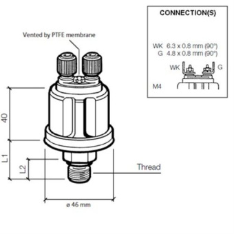 VDO 360-081-030-112C - Pressure Sender 10Bar (E/Ret) W/C1.35 M10x1