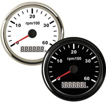 Hollex RPM/Hour Meter White/Stainless Steel 9-32V 0-6000 RPM