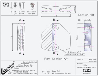 Clamcleat CL202 Horizontal Cleat for 6–10 mm Rope