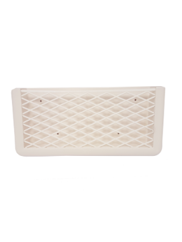 Allpa Plastic Storage Bin, White, With White Elastic Net, Dim. 270x115x32mm