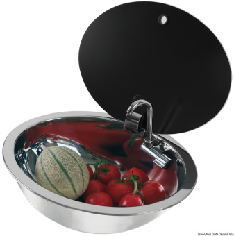 Osculati 50.187.46 - Sink with Tinted Glass Lid 330 mm