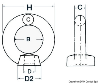 Osculati 39.159.10 - Female Forged Eyebolt AISI316 10 mm (10 pcs)