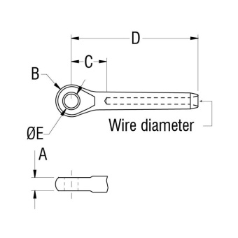 Ronstan RF1501M0405 Eye Swage Terminal for 4mm Metric Wire, 8.1mm Hole