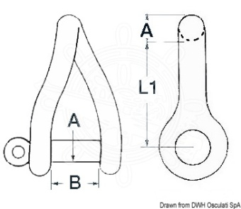 Osculati 08.856.05 - Twisted Shackle Made Of Investment Cast SS 5 mm (10 pcs)