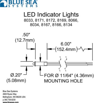 Blue Sea LED Red 3mm 12/24V