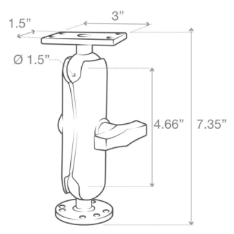 Ram Mount RAM-202-153-202U - Drill-Down Double Ball Mount for Humminbird Helix 5 - Medium