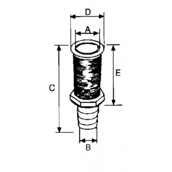 Ceredi Giovanni White PVC Threaded Through Hull With Hose Connection