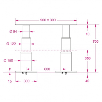 Barka 08.02.01312 - E18899/12 Two Stages Telescopic Electric Table Pedestal With Synchronized Dual Legs Encoder