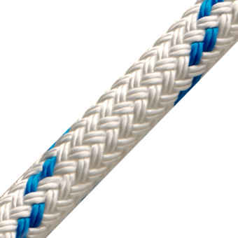 English Braids 16120100910 Braid On Braid 12 mm White/Blue 100m Roll