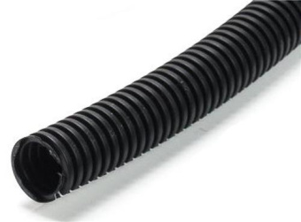 Ripca Non-Split Convoluted Tubing, Black PVC Cable Protection Conduit