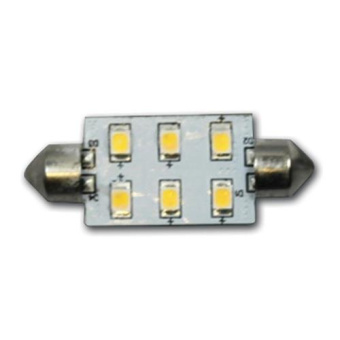 Hollex LED Festoon 10–30V 1.1W Warm White 6 LEDs 37mm