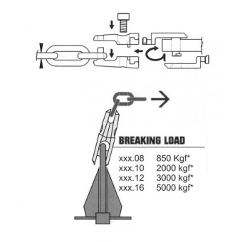 Kong Stainless Steel Swivel Anchor Connector For Chain 6-8 mm