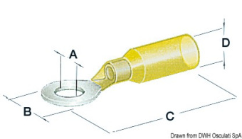 Osculati 14.800.04 - Pre-Insulatd Watertight Eye 6.4 mm Yellow (50 pcs)