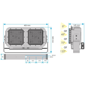 Mantagua Floodlight LED Terenez - 24000LM 24V (IP67) (Beam Angle 8°)