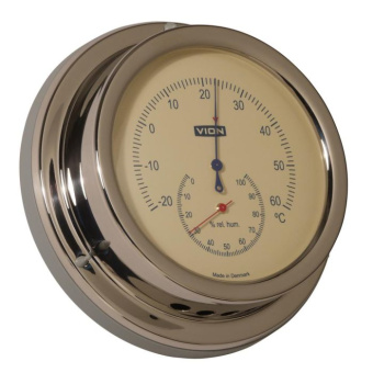 Vion Thermometer / Hygrometer Stainless Steel Including Wall Mount Ø127 mm Polished