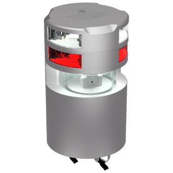 Lopolight 300-036+012G2+014G2 - Navigation Light 5NM Masthead + 2NM 360° White + 360° Red, Silver