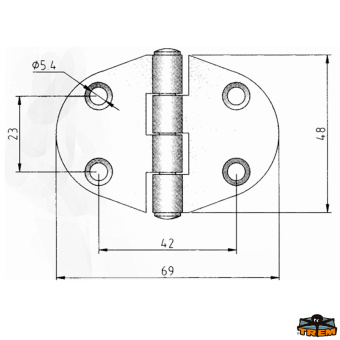 Trem M3569048 - AISI 316 Stainless Steel Hinges 69x48 mm Straight