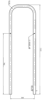 Lewmar 89400026 - Guardrail Straight Full Classic CL Sqtop Full 28