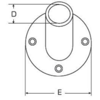 Round Hand Rail Pipes Base Fitting 60° A4 - ø22mm