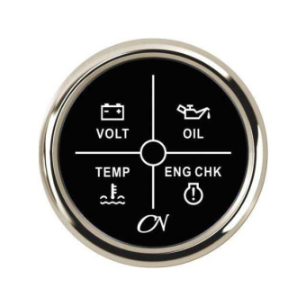 4-LED Alarm Instrument - Black Dial, Chromium Bezel, 9 - 32V