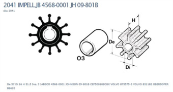 Technautic 7410 - Impeller W57xH31.7 Shaft 16 Keyed 12-Blade