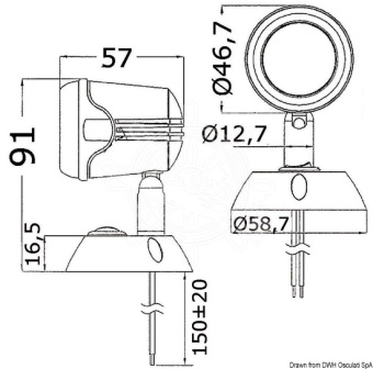 Osculati 13.896.02 - Articulated HI-POWER LED Black Spotlight 12/24 V