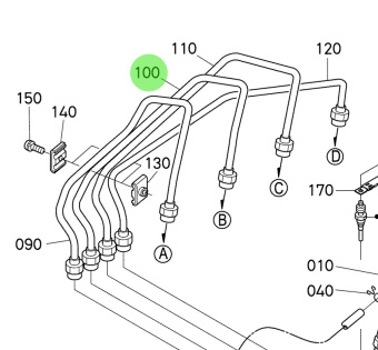 Bukh 19077-5372-3 - Injection Injector Pipe for EPA48 Engines