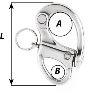 Wichard 2471 - Snap Shackle HR Stainless Steel With Fixed Eye 50 mm