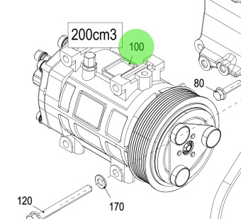 Steyr Z026146-0 - A/C Compressor 200 cm³ Painted RAL9006