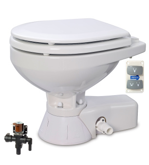Jabsco 37045-3094 - Quiet Flush Electric Toilet Fresh Water Flush Models, Compact Bowl Size, 24 Volt Dc