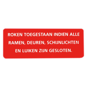 Marine Smoking Permitted Only When Windows, Doors & Hatches Are Closed Sticker, Dutch, Soft PVC, 65×25 mm
