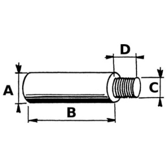 Super Marine Zinc Rod Anode For Baudouin Motors Ø20 x 45 - M8 x 1.25