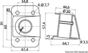 Osculati 41.173.20 Reinforced AISI 316 Stainless Steel Stanchion Base for Ø25 mm Pipe