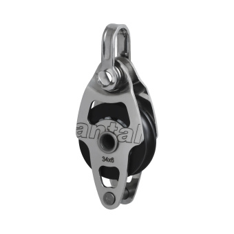 Antal 00302 - Stainless Steel 316 Mini Block Series 34x6, Ball Bearing, Single Block + Becket